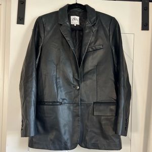 Zara Faux Leather Blazer | Black | S